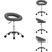 vidaXL Arbeitshocker auf Rollen Grau Kunstleder - Bürostühle