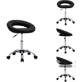 vidaXL Arbeitshocker auf Rollen Schwarz Kunstleder - Bürostühle