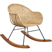 Beliani Schaukelstuhl 2er Set Naturfarben Rattan Indoor Outdoor Mittlere Witterungsbeständigkeit Boho Stil für Garten Balkon Terrasse