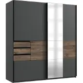 Wimex Schwebetürenschrank "Bamberg", grau (graphit, flagstaffeiche), B:180cm H:198cm T:65cm, Holzwerkstoff, Schränke, Schwebetürenschrank, inklusive 5 Regalböden und 1 Kleiderstange
