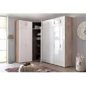 Wimex Drehtürenschrank "Malta", weiß (struktureichefarben hell, hochglanz weiß), B:50cm H:185cm T:40cm, Schränke, Drehtürenschrank, mit Hochglanz-Front