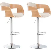 CLP 2er Set Barhocker Kingston Mit Stoffbezug Und Hochwertiger Polsterung I Höhenverstellbare Barstühle Mit Drehbaren Sitzen, Farbe: natur/creme