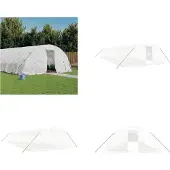 vidaXL Gewächshaus mit Stahlrahmen Weiß 70 m² 14x5x2,3 m