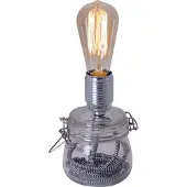 Näve Tischleuchten - Glas-/Tischleuchte "MAX" H: 20cm klar, Tischlampe im Industrial Style, aus Metall und Glas in klar/transparent, 20 cm hoch, Ø 11 cm, E27-Fassung – Schnurschalter