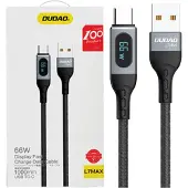 Dudao Kabel USB USB-A - USB-C 1 m Czarny 6973687243678 - Kabel - Digital/Daten, 1 m, USB A, USB C, Schwarz