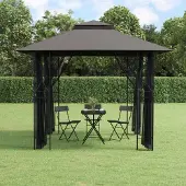The Living Store Pavillon mit Seitenwänden Anthrazit 300x300x270 cm Stahl