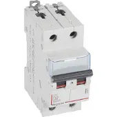 Legrand 409444 DX3 Leitungsschutzschalter D-Charakteristik, 2A, 2-polig, 10kA, 400VAC, 2TE