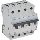 Legrand 404136 TX3 Leitungsschutzschalter B-Charakteristik, 4A, 3-polig+N, 10kA, 400VAC, 4TE