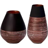 Villeroy & Boch Dekovase "Vasen-Set Soliflor Manufacture Swirl 2er Set schwarz-kupfer", bunt (schwarz, kupfer), B:2cm H:2cm T:2cm, Vasen, Dekovase