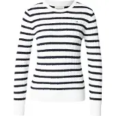 Gant Sweater "Strickpullover STRETCH COTTON CABLE STRIPE C-NECK", Damen, Gr. M, weiß (ecru), Obermaterial: 88% Baumwolle CO. 10% Polyamid PA. 2% Elasthan EL., Sweatshirts Sweater