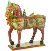 J-Line Pferd Auf Stand Mumbai Mango Holz Mix