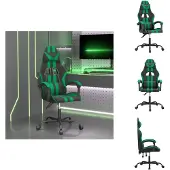 vidaXL Gaming-Stuhl Drehbar Schwarz und Grün Kunstleder - Gaming-Sessel