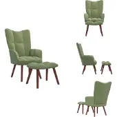 vidaXL Relaxsessel mit Hocker Hellgrün Samt - Sessel