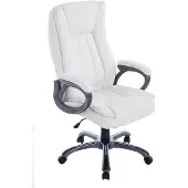 CLP Bürostuhl XXL Bern Mit Kunstleder | Ergonomischer Bürosessel Mit Verstellbarer Sitzhöhe | Drehstuhl Mit Laufrollen, Farbe: weiß