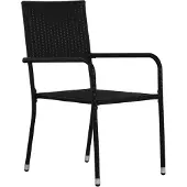 The Living Store Garten-Essstühle 2 Stk. Stapelbar Schwarz Poly Rattan