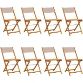 The Living Store Gartenstühle 8 Stk. Klappbar Taupe Stoff und Massivholz