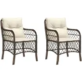 The Living Store Gartenstühle mit Kissen 2 Stk. Braun Poly Rattan