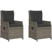 The Living Store Gartensessel 2 Stk. Verstellbar Grau Poly Rattan