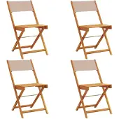 The Living Store Gartenstühle 4 Stk. Klappbar Taupe Stoff und Massivholz