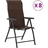 The Living Store Gartenstühle 8 Stk. Klappbar Braun Poly Rattan