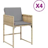 The Living Store Gartenstühle mit Kissen 4 Stk. Beigemischung Poly Rattan