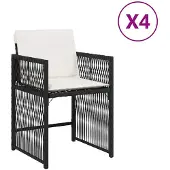 The Living Store Gartenstühle mit Kissen 4 Stk. Schwarz Poly Rattan