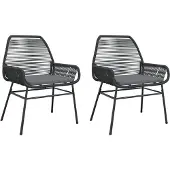 The Living Store Gartenstühle 2 Stk. mit Kissen Schwarz Poly Rattan