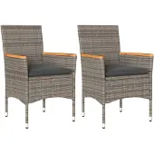 The Living Store Gartenstühle mit Kissen 2 Stk. Grau Poly Rattan