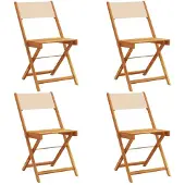 The Living Store Gartenstühle 4 Stk. Klappbar Beige Stoff und Massivholz