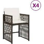 The Living Store Gartenstühle mit Kissen 4 Stk. Braun Poly Rattan