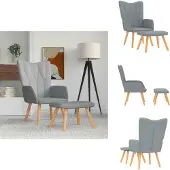 vidaXL Relaxsessel mit Hocker Hellgrau Stoff - Sessel