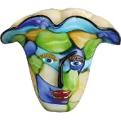 Casablanca by Gilde Tischvase "Visto, Höhe ca. 31 cm", blau (blau, grün), B:37cm H:31cm T:22cm, Glas, Vasen, Tischvase, dekorative Vase aus Glas, Blumenvase