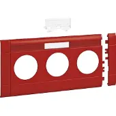 Hager Blende 3-fach Steckdose zu BR 100mm beschriftbar anreihbar halogenfrei rot, Montageplatte, Rot, Acrylnitril-Butadien-Styrol (ABS), 100 mm