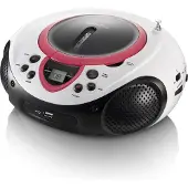 Lenco SCD-38 USB Pink - Tragbares FM-Radio mit CD/MP3-Player - USB-Eingang - AUX-Eingang - Pink