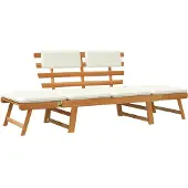 The Living Store Gartenbank 2-in-1 mit Polstern 190 cm Massivholz Akazie