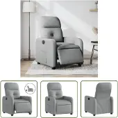 The Living Store Relaxsessel Elektrisch Hellgrau Stoff