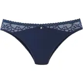 LASCANA Slip "Alana", Damen, Gr. 36/38, Spitze, blau (dunkelblau), Spitze, Obermaterial: 50% Polyamid, 40% Seide, 10% Elasthan, Unterhosen Slip, mit Seide und edler Spitze
