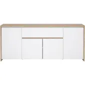 Ebuy24 Next Sideboard 4 Türen, 1 Schublade Eichen-Nachbildung, weiß hochglanz.