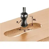 Festool Griffmuldenfräser HW Schaft 8 mm R16/NL32 (mit Anlaufkugellager)