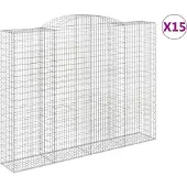 vidaXL Gabionen mit Hochbogen 15 Stk 300x50x220/240cm Verzinktes Eisen