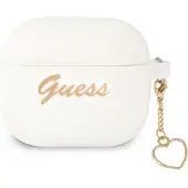 GUESS GUA3LSCHSH AirPods 3 Hülle weiß/weiß Silikon Charm Herz Kollektion