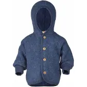 Engel - Kinder Kapuzenjacke mit Holzknöpfen - Wolljacke Gr 74/80 blau