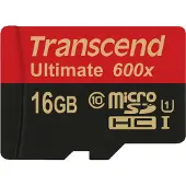 Transcend 16GB microSDHC Class 10 UHS-I (Ultimate), 16 GB, MicroSDHC, Klasse 10, MLC, 90 MB/s, Schwarz, Rot