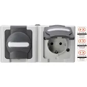 Kopp 131256002, CEE 7/3, 2 Modul(e), CEE 7/4, Schwarz, Grau, 250 V, 16 A