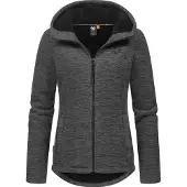 Ragwear Sweatjacke "Kapuzenstrickjacke Lyshka Melange", Damen, Gr. M, grau (dunkelgrau), Obermaterial: 56% Baumwolle CO. 44% Polyester PES. Futter: 100% Polyester PES., Sweatjacken Sweatjacke