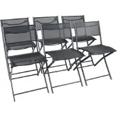 VCM Gartenstuhl "6-tlg. Gartenstuhl Balkonstuhl Klappstuhl Sumila", schwarz, B:45cm T:46cm, Obermaterial: 80% Textilmaterial TEXMAT. 20% Metall MT., Stühle, Gartenstuhl