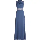 Vera Mont Abendkleid "Abendkleid rückenfrei", Damen, Gr. 40, EURO, blau (blau stone), 100% Polyester Pol. recyc.., Kleider Abendkleid