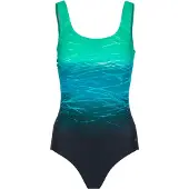 LASCANA Badeanzug , Damen, Gr. 38, Cup B, blau (schwarz, grün), Elasthan, Polyamid, Farbverlauf, Badeanzüge Badeanzug, mit Batikprint und Shaping-Effekt, Topseller