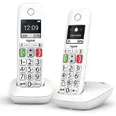 Gigaset E290, Analoges/DECT-Telefon, Kabelloses Mobilteil, Freisprecheinrichtung, 150 Eintragungen, Anrufer-Identifikation, Weiß