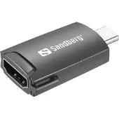 Sandberg USB-C to HDMI Dongle, 3840 x 2160 Pixel, Schwarz, Aluminium, 20 mm, 9 mm, 41 mm